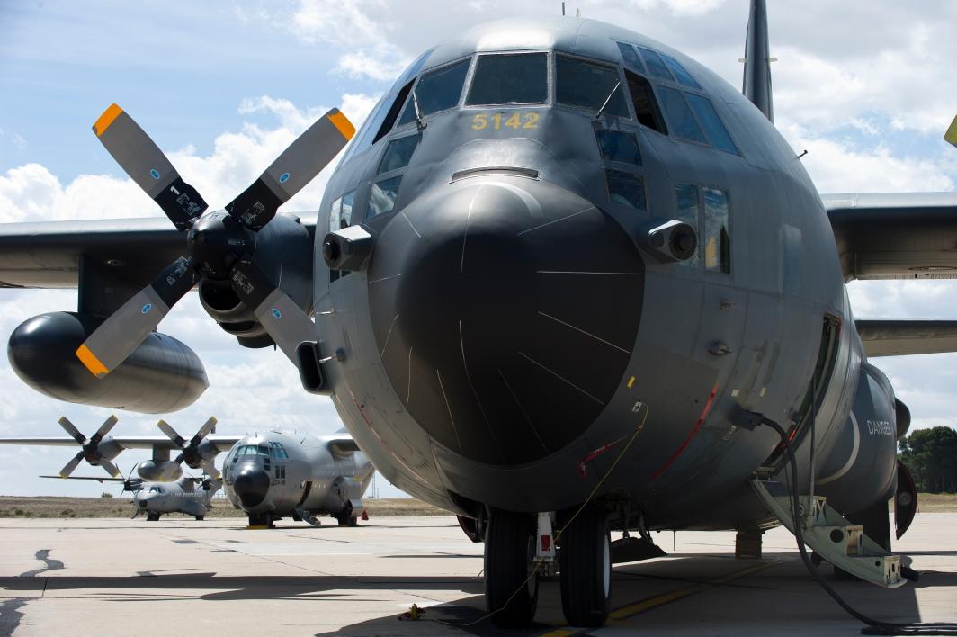 Different aircraft train over different territories like here at the European Air Transport Training at Spanish Zaragoza Air Base Different aircraft train over different territories like here at the European Air Transport Training at Spanish Zaragoza Air Base