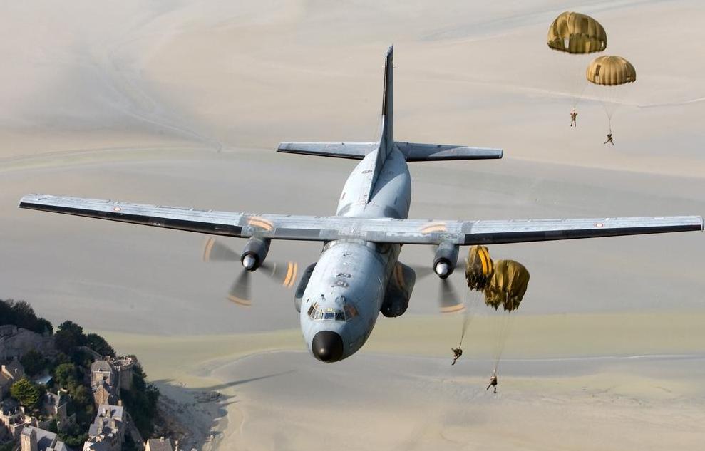 French Transall dropping parachuters French Transall dropping parachuters